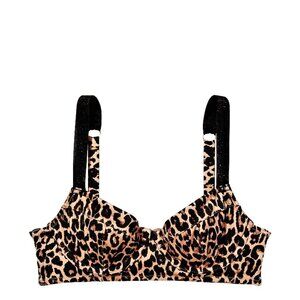 32D VICTORIAS SECRET SWIM Shine Strap Bikini Top Push Up w/o padding Leopard $70